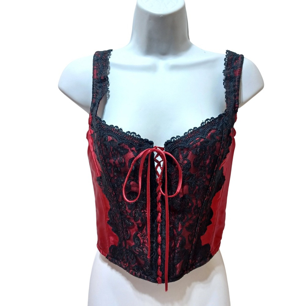 Fredericks of Hollywood Corset Top Womens 36 Lace Romantic Goth Dark Coquette